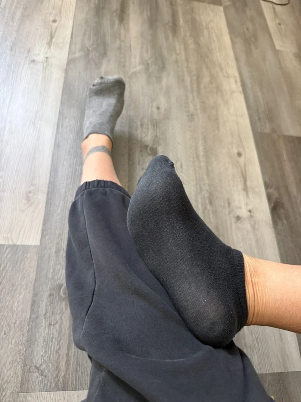 Mismatched Black Gray Ankle Socks Gym Workout Used Women’s Athleisure